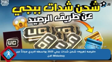 «فرصة ذهبية» شحن شدات ببجي 2025 بواسطة الإيدي مجاناً عبر Midasbuy الآن